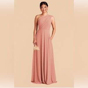 Birdy Grey Kira One Shoulder Chiffon Dusty Rose Dress Size  Small